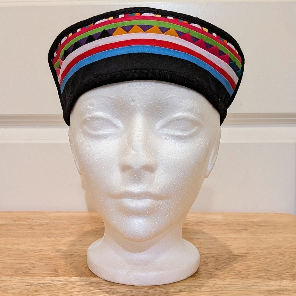 NWOT Beckwoman M 100% Cotton Handmade Striped Smoking  Cap